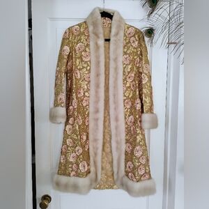Absolutely stunning vintage metallic and mink coat